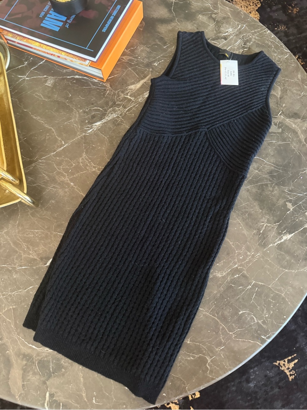 Fendi Black Sleeveless Ribbed Midi Dress